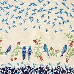 echino Bird Song Navy Blue - Canvas
